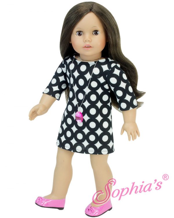 Black & White Circle Dress with Necklace (Fits 18" American Girl Dolls)