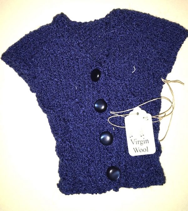 Handknit Virgin Wool Blue Sweater - fashion doll 16", bjd msd, etc